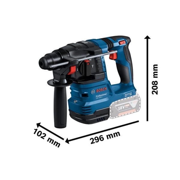 Bosch Professional 18V System Cordless Hammer Drill GBH 18V-22 (SDS plus, KickBack & Vibration Control, incl. GDE 18V-12, L-BOXX, Body Only)