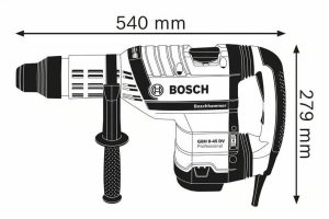 Bosch PRO Rotary Hammer GBH 8-45 DV (1,500 Watt, 12–45mm in Concrete, Max. Impact Energy 12.5 J, SDS-max, incl. Grease Tube, Auxiliary Handle, Carry Case)