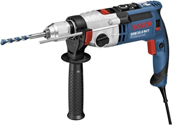 Bosch Professional Impact Drill GSB 21-2 RCT (13–22mm in Concrete, 1300 Watt, incl. 13mm Keyless Chuck, Depth Stop 210mm, Auxiliary Handle, Carry Case)