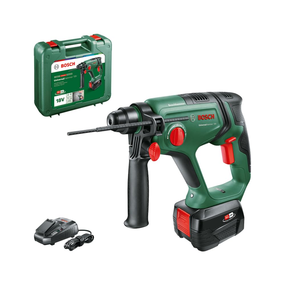 Bosch Cordless Hammer Drill UniversalHammer 18V (1x 4.0Ah Battery; 18V System; Drilling, Hammer Drilling, Chiselling & Screwdriving; in Case) Bosch Cordless Hammer Drill UniversalHammer 18V (1x 4.0Ah Battery; 18V System; Drilling, Hammer Drilling, Chiselling & Screwdriving; in Case)