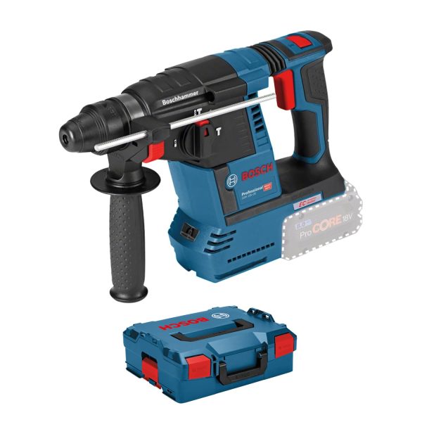 Bosch PRO 18V Cordless Hammer Drill GBH 18V-26 (SDS Plus, max. drill Ø concrete/steel/wood 26/13/30mm, L-BOXX, Body Only)