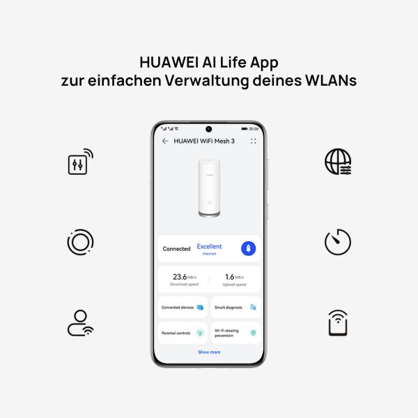 HUAWEI WiFi Mesh 3 – AX3000 WiFi 6 Mesh System, 3-Pack, up to 400 m² Coverage