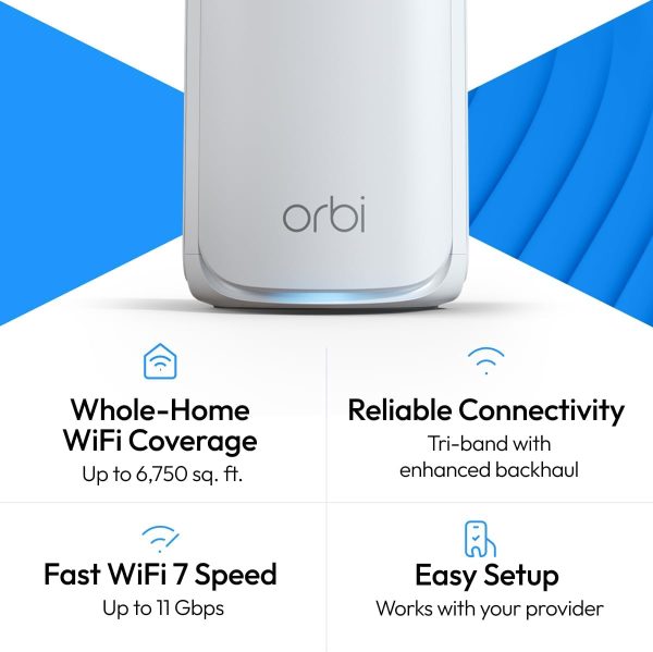 NETGEAR Orbi 770 Series (RBE773) – Tri-Band Wi-Fi 7 Mesh System, 3-Pack