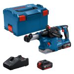 Bosch Professional 18V System Cordless Hammer Drill GBH 18V-22 (SDS plus, incl. 2x 4.0Ah Battery, GAL 18V-40 Fast Charger, L-BOXX) - In L-BOXX, 2x 4.0 Ah battery + GDE 18V-12