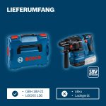 Bosch Professional 18V System Cordless Hammer Drill GBH 18V-22 (SDS plus, incl. 2x 4.0Ah Battery, GAL 18V-40 Fast Charger, L-BOXX)