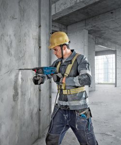 Bosch PRO Hammer Drill GBH 2-21 (SDS plus, incl. Keyless Chuck with SDS plus Adapter, Auxiliary Handle, Cloth, Depth Stop, Carry Case)