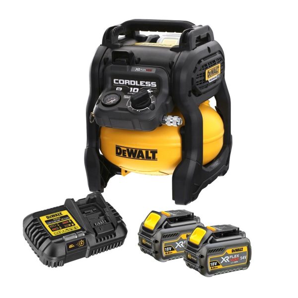 DeWalt DCC1054T2-GB 54V XR FLEXVOLT Cordless 10L Air Compressor incl. 2x DCB546 Batteries