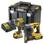 DeWalt DCK207P2T-GB 18V XR Combi Drill & SDS Plus Hammer Twin Kit incl. 2x 5.0Ah Batteries