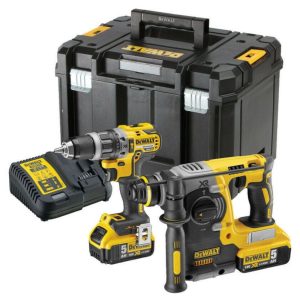 DeWalt DCK207P2T-GB 18V XR Combi Drill & SDS Plus Hammer Twin Kit incl. 2x 5.0Ah Batteries